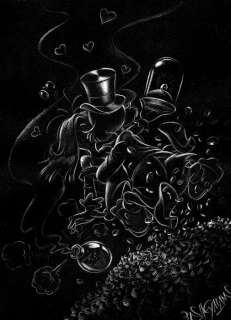 Bas Heymans | Bas Heymans - Originele Tekening - Dagobert Duck bedwelmd door Magica in omhelsing | Catawiki