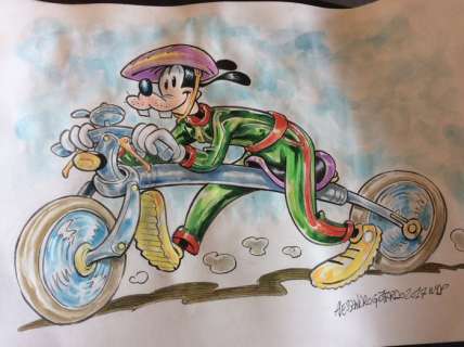 Alessandro Gottardo | Mickey Mouse - â€œIn sella con Pippoâ€ - Page volante - Exemplaire unique - (2017/2017) | Catawiki