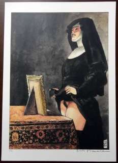 Milo Manara | Milo Manara - Lettere di una Monaca Portoghese + Fellini - Roma 1972 - Page volante - Exemplaire unique - (2005) | Catawiki