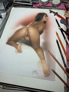 Calas, J.M. | Jean Michel Calas - Dessin original en couleur - Désir brÃ»lant - Format: 29,7 x 42 cm. - (2021) | Catawiki