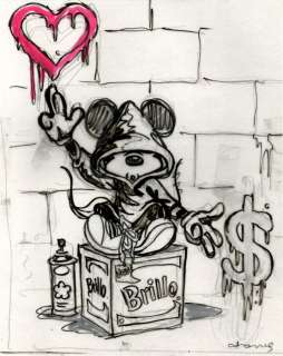 Tony Fernandez, Disney Artist | Mickey Mouse Inspired by BANKSY - Original Preliminary Sketch - Signed by Tony Fernandez | Catawiki