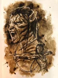 Juapi Coffee Artist | Original Coffee Painting - JAKE SULLY & NEYTIRI (Avatar) (2021) | Catawiki