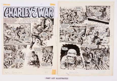 Charleys War: 3 original consecutive artworks (1981) by Joe Colquhoun… | Comic Book Auctions ltd