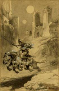 James Allen St. John (American, 1872-1957)
 Thuvia, Maid of Mars interior book illustration, 1920
 Mixed media on board... | Heritage