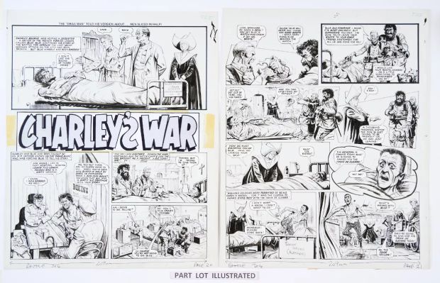 Lot 94 - Charley’s War (1979) 4 original artworks by Joe Colquhoun with script by Pat Mills for Battle 304, | Comic Book Auctions ltd