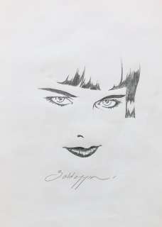 Roberto Baldazzini | Roberto Baldazzini - Hollywoodland â€œLouise Brooksâ€ disegno originale a matita / firmato - Page volante | Catawiki