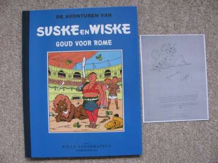 Willy Vandersteen / Paul Geerts | Suske en Wiske - Goud voor Rome - Grootformaat album + fraaie grote pentekening van Paul Geerts - Cartonné - EO - (2015) | Catawiki