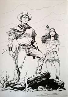 Giuseppe Candita | G. Candita - original artwork " Tex Willer & Tesah ". - Page volante - Exemplaire unique - (2021) | Catawiki