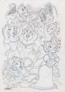 Julian Jordan | Julian Jordan - DuckTales - The Saloon Girls - Size: 42 x 30 cm A3 | Catawiki