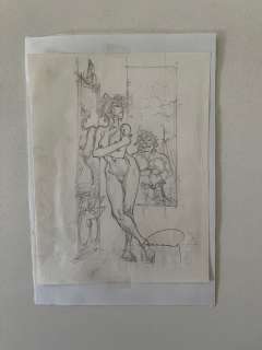 Hermann | Bernard Prince - Originele schets - Barney Jordan kijkt naar naakte vrouw - (1993) | Catawiki