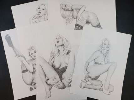 Misioteu | Misioteu - 5x Illustrazioni Originali "Cinque Simpatiche Bionde" - Firmate - Page volante - Exemplaire unique - (2014/2015) | Catawiki