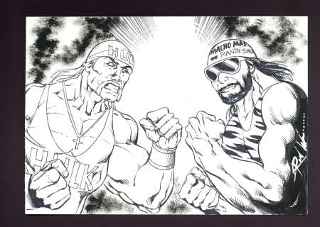 Hulk Hogan and Macho Man Randy Savage Sketch by Ron Williams | mycomicshop.com