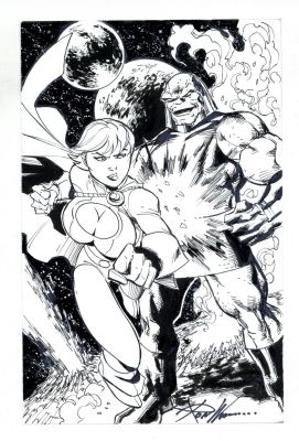 Ron Williams | Power Girl vs. Darkseid Sketch | mycomicshop.com