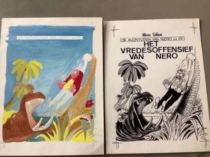 Marc Sleen - Sleen, Marc - Nero - Originele cover + inkleuring - Het vredesoffensief van Nero - Het Volk 2de reeks - (1980)