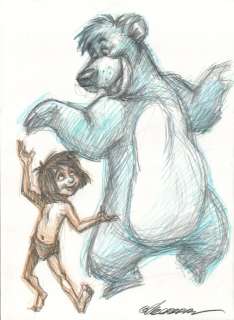 Joan Vizcarra | Baloo & Mowgli Whirl [The Jungle Book] - The Jungle Book - Baloo & Mowgli Whirl - Coloured Pencil Artwork | Catawiki