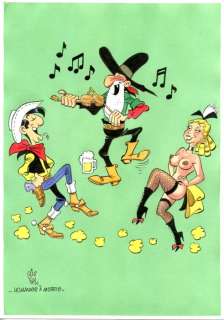 Gã¼Rsel, Gã¼Rçan | GÃ¼rsel, GÃ¼rçan - Originele tekening in kleur - Tribute to Morris - Lucky Luke - (2022) | Catawiki