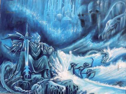 Druillet Philippe | Â«Elric le NécromancienÂ». Gouache sur carton pour le dessin | Tessier Sarrou