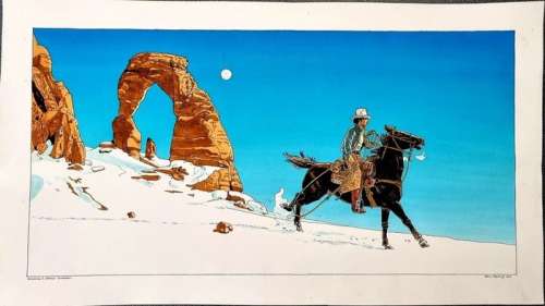 Marchand | Marchand, Bruno - Dessin original couleur - Hommage Ã  Giraud - Blueberry - (2016) | Catawiki