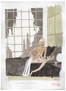 Francis ’’Smilby’’ Wilford-Smith Original Artwork Done for ’’Playboy’’ -- Pen & Watercolor Measures 11’’ x 15’’ | Nate Sanders