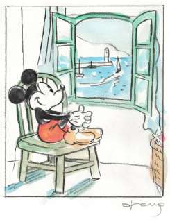 Tony Fernandez, Disney Artist | Mickey Mouse Inspired By Charles Camoin’s "The Studio Window At Saint-Tropez" (1956) - Original Painting - Tony Fernandez - Watercolor Art - 48 x 32 cm | Catawiki