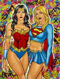 Alberto Ricardo | Supergirl, Wonder Woman - Original artwork - Dimensiones: 100 x 130 cm. - (2022) | Catawiki