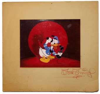 Walt Disney Signed Mat Holding a Donald Duck Dye Transfer Print From ’’Der Fuehrer’s Face’’ | Nate Sanders