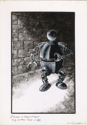 Jean-Michel Nicollet | ILLUSTRATION ORIGINALE – L’HOMME AU MASQUE D’ARGENT – HARRY DICKSON T16 | Galerie Barbier