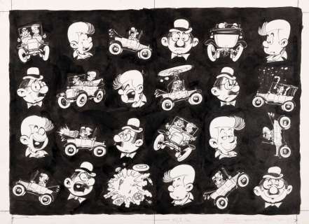 Francis | Marc Lebut et son voisin - Gags en Ford T  Encre de Chine pour | Millon