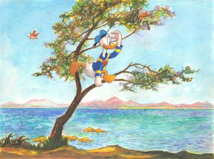 Tony Fernandez - Donald Duck Inspired By Claude Monet‘s Antibles (1888) - Original Painting - Tony Fernandez Signed - Original Acrylic Artwork - 50 x 34 cm