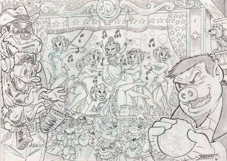 Julian Jordan | Uncle Scrooge - Dawson’s Saloon - 42 x 30 cm - Signed Original drawing by Julian Jordan | Catawiki