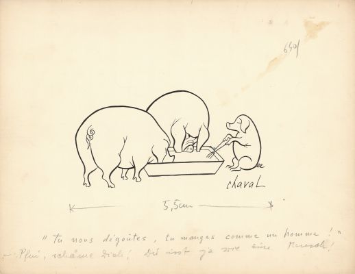 Chaval | Comme un homme - Encre de Chine sur papier | Huberty Breyne Gallery
