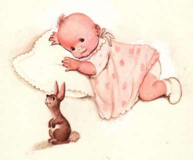 Vincent, Gabrielle (Pseudoniem Van Monique Martin) | Gabriëlle Vincent (bekend van Erneste et Célestine/ Brammert en Tissie) - Gemengde techniek op dik papier voor een geboortekaartje - Page volante - (1955/1960) | Catawiki