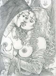 Aouamri, Mohamed | Aouamri, Mohamed - Dessin original - Mortepierre - Florie et Soeur Urielle - (2022) | Catawiki