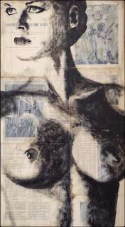 Andrea Boriani | Pin Up - Andrea Boriani - 95x52x2 cm, dipinta a mano su pagine di un libro vintage ’60 - Page volante | Catawiki