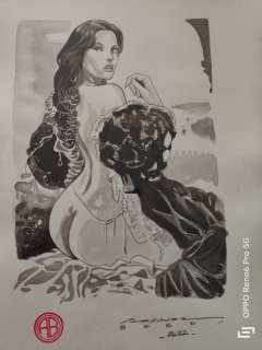 Alessandro Bocci - Milo Manara - A. Bocci - illustrazione originale "Dedicato a Manara" - Page volante - Exemplaire unique