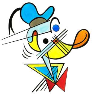 Tony Fernandez | Donald Duck Inspired By Wassily Kandinsky’s Diagram 17 (1947) - Original Painting - Tony Fernandez Signed - Original Watercolor Art - No reserve price! | Catawiki