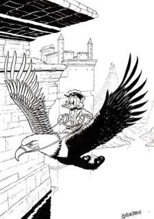 Bas Heymans | Uncle Scrooge - Flying on Earl Eagle - Signed Original Inked Drawing by Bas Heymans | Catawiki