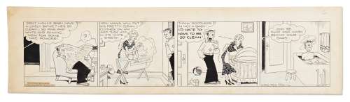 Chic Young Hand-Drawn ’’Blondie’’ Comic Strip From 1935 -- Dagwood Gets a Bath | Nate Sanders