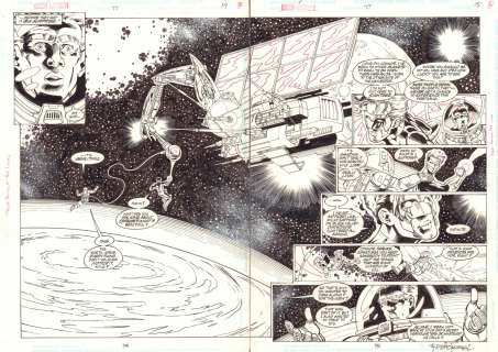 Paul Pelletier, Romeo Tanghal - Green Lantern #77 Pgs. 14 & 15 - Kyle Rayner in Space Dps - 1996