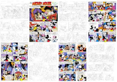 Miguel Fernández Martinez, Sarah Kinney | Mickey Mouse D 2001-151 - The Play’s the Thing - Complete Sketches of 10 page story on 20 sheets + script - (2001) | Catawiki