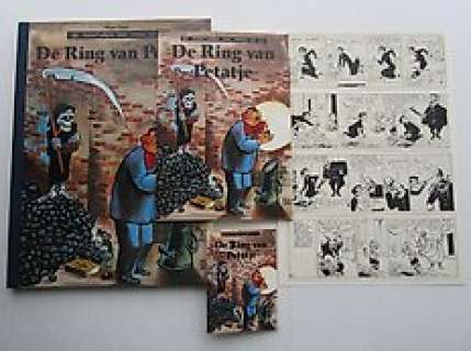 Sleen, Marc - Sleen, Marc - Originele pagina (p.31) met albums - Nero - De ring van Petatje + 2 regulier- en 1 mini formaat - (1953/1993)