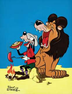 Walt Disney | Dingo et le lion, couverture originale en couleurs directes pour le journal Mickey n° 388 du 1er novembre 1959. | Septimus