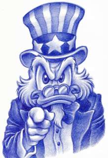 Joan Vizcarra | Uncle Scrooge - Tribute to Uncle Sam Wants You - Original Drawing - Joan Vizcarra - Pen Art - Original Artwork | Catawiki