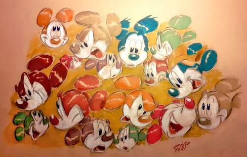 Giuseppe Zironi | Mickey Mouse Faces - Signed Original Colour Drawing by Giuseppe Zironi - (2022) | Catawiki