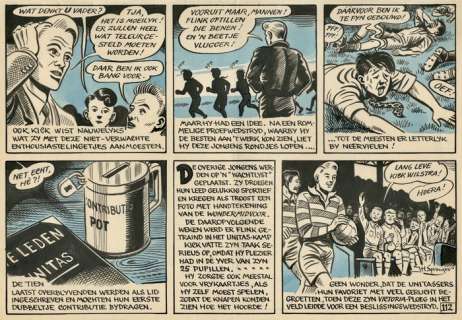 Sprenger, Henk | Sprenger, Henk - Kick Wilstra - Originele pagina uit het 4e verhaal - "De avonturen van wonder-midvoor Kick Wilstra (& Zonen)" - (1952) | Catawiki