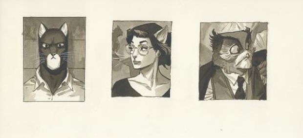 Juanjo Guarnido | Blacksad, Tome 3, Âme Rouge, illustrations de personnages | Galerie 9ème Art