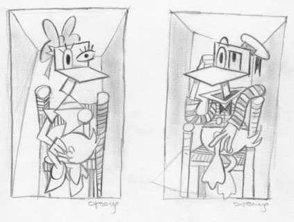 Tony Fernandez, Disney Artist | Donald Duck and Daisy Inspired By Pablo Picasso’s Artworks (1939 and 1941) - Original Drawing - Tony Fernandez Signed - Hand Made Paper - Original Artwork | Catawiki
