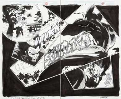 Tim Sale Wolverine/Gambit #3 page 22 and 23 Original Art (Marvel, 1996). Logan tangles with Gambit in this - | Heritage