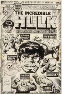 Jack Kirby and Frank Giacoia The Incredible Hulk Annual #5 Cover Original Art (Marvel, 1976). The Incredible - | Heritage