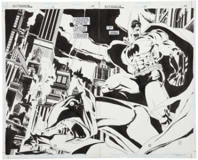 Tim Sale Batman: The Long Halloween #13 Splash page 42 and 43 Original Art (DC, 1997).  Majestic double-page -